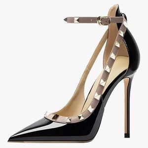 Women's Black and Tan Studded Heels size 37/7